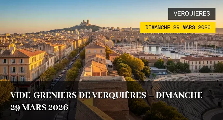 Affiche de l'événement : Vide-greniers de Verquières – Dimanche 29 Mars 2026