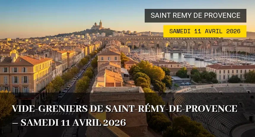 Affiche de l'événement : Vide-greniers de Saint-Rémy-de-Provence – Samedi 11 Avril 2026