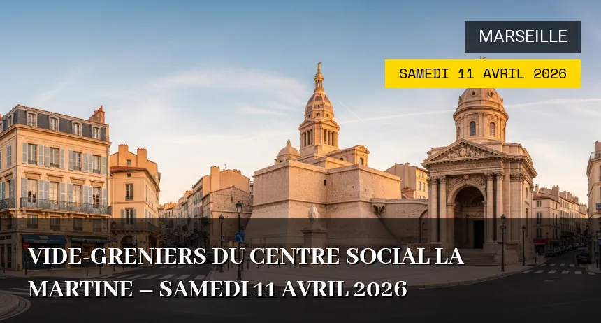Affiche de l'événement : Vide-greniers du Centre Social la Martine – Samedi 11 Avril 2026