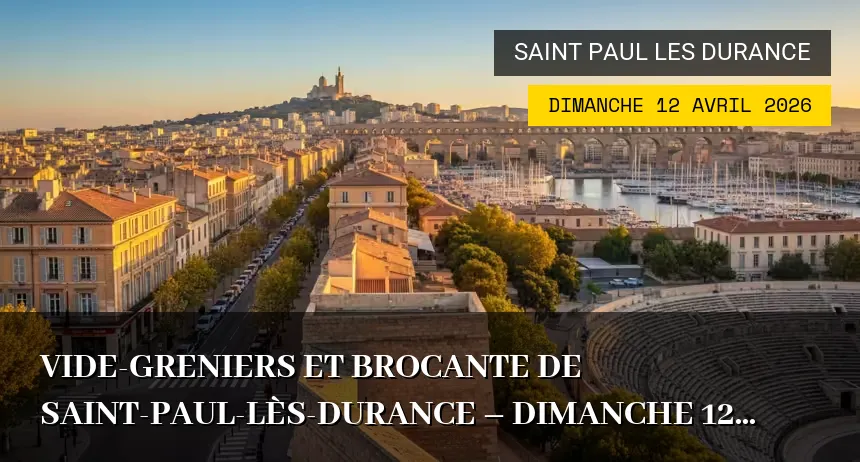 Affiche de l'événement : Vide-greniers et Brocante de Saint-Paul-lès-Durance – Dimanche 12 Avril 2026