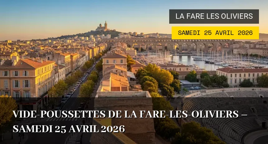 Affiche de l'événement : Vide-poussettes de La Fare-les-Oliviers – Samedi 25 Avril 2026