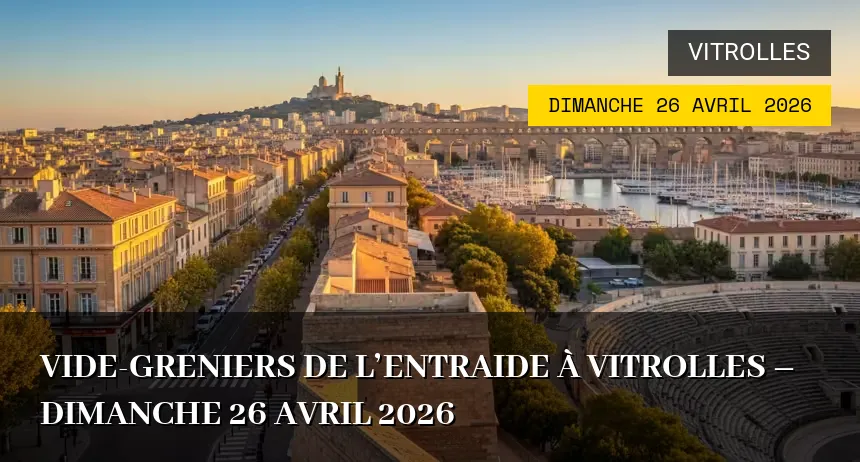 Affiche de l'événement : Vide-greniers de l&rsquo;Entraide à Vitrolles – Dimanche 26 Avril 2026