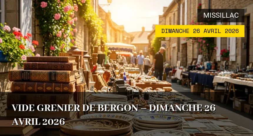 Affiche de l'événement : Vide-greniers de Bergon à Missillac – Dimanche 26 Avril 2026