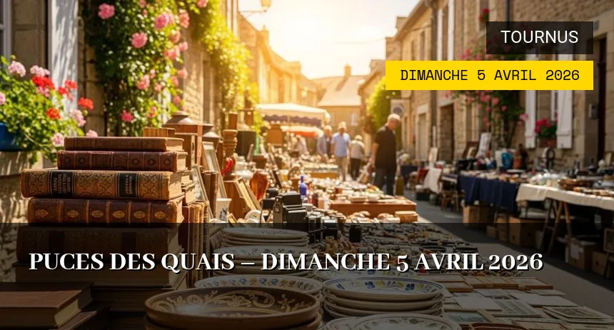 Affiche de l'événement : Puces des Quais – Dimanche 5 Avril 2026