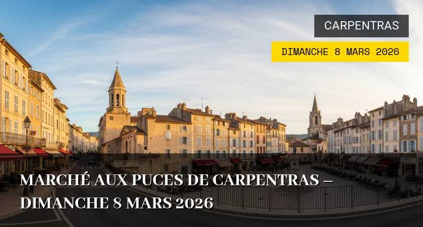 Affiche de l'événement : Marché aux Puces de Carpentras – Dimanche 8 Mars 2026