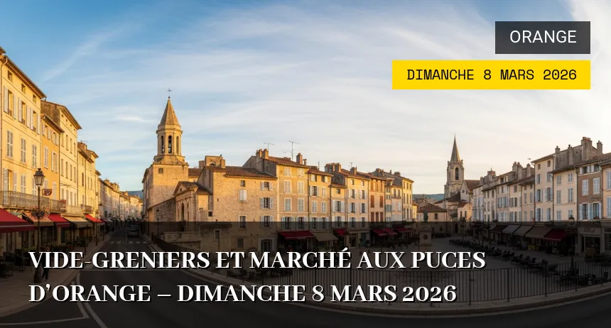 Affiche de l'événement : Vide-greniers et Marché aux puces d&rsquo;Orange – Dimanche 8 Mars 2026