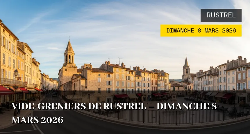Affiche de l'événement : Vide-greniers de Rustrel – Dimanche 8 Mars 2026