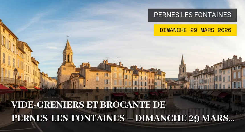 Affiche de l'événement : Vide-greniers et Brocante de Pernes-les-Fontaines – Dimanche 29 Mars 2026