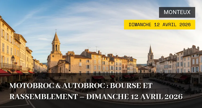 Affiche de l'événement : Motobroc & Autobroc : Bourse et Rassemblement – Dimanche 12 Avril 2026