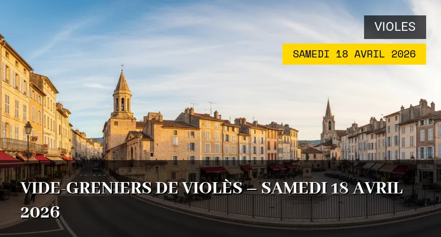 Affiche de l'événement : Vide-greniers de Violès – Samedi 18 Avril 2026