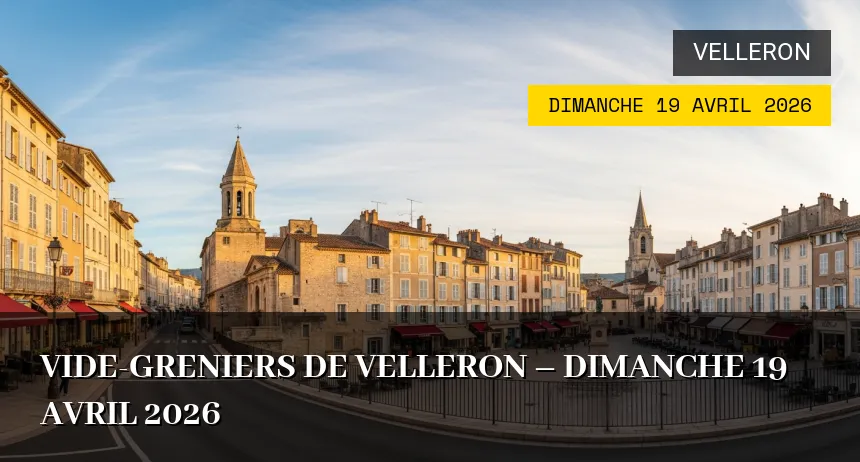 Affiche de l'événement : Vide-greniers de Velleron – Dimanche 19 Avril 2026