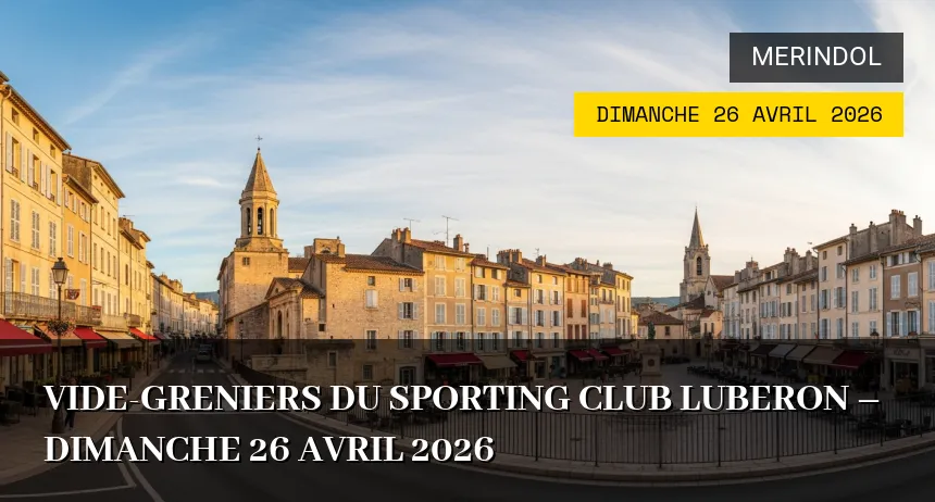 Affiche de l'événement : Vide-greniers du Sporting Club Luberon – Dimanche 26 Avril 2026