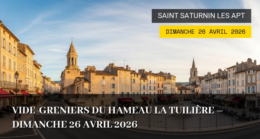 Affiche de l'événement : Vide-greniers du Hameau La Tuilière – Dimanche 26 Avril 2026