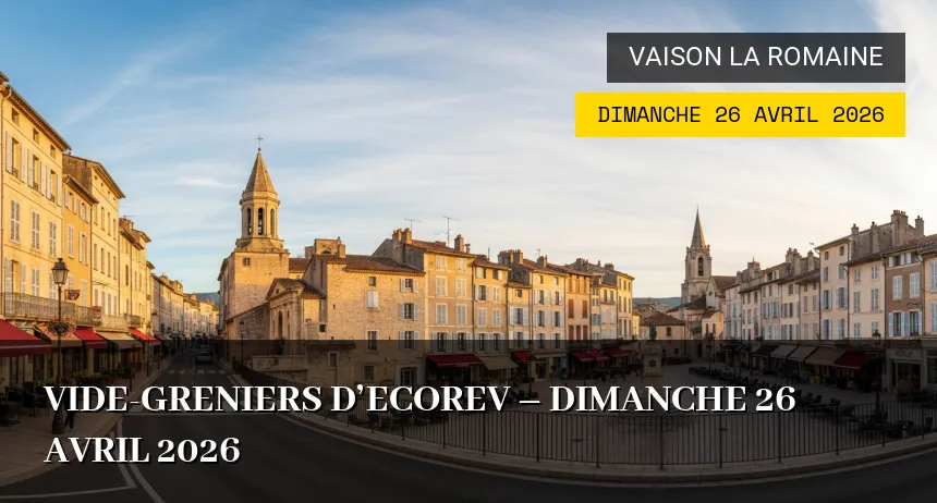 Affiche de l'événement : Vide-greniers d&rsquo;Ecorev – Dimanche 26 Avril 2026