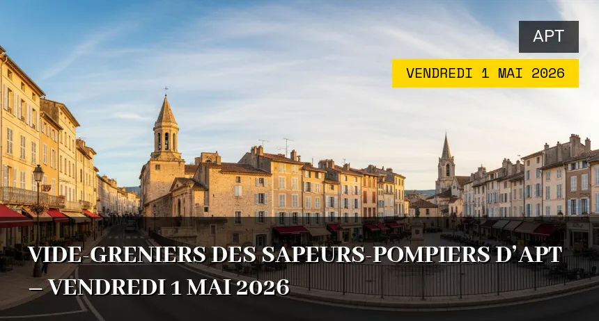 Affiche de l'événement : Vide-greniers des Sapeurs-Pompiers d&rsquo;Apt – Vendredi 1 Mai 2026
