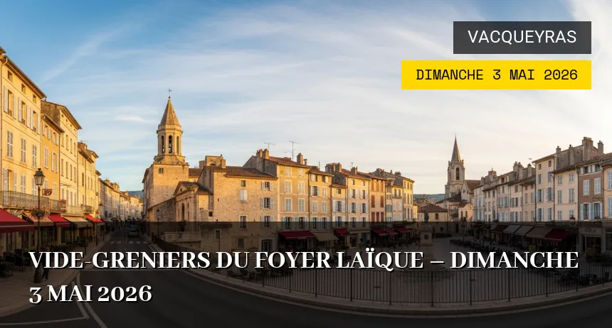 Affiche de l'événement : Vide-greniers du Foyer Laïque – Dimanche 3 Mai 2026