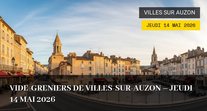 Affiche de l'événement : Vide-greniers de Villes-sur-Auzon – Jeudi 14 Mai 2026
