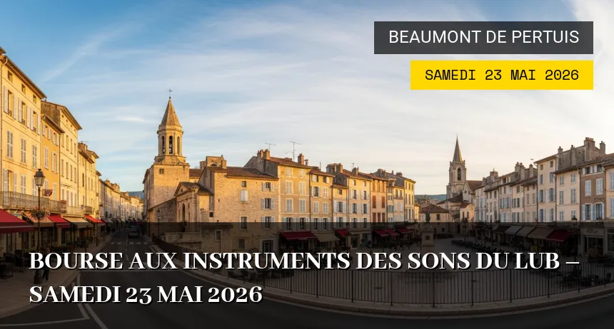 Affiche de l'événement : Bourse aux Instruments des Sons du Lub – Samedi 23 Mai 2026