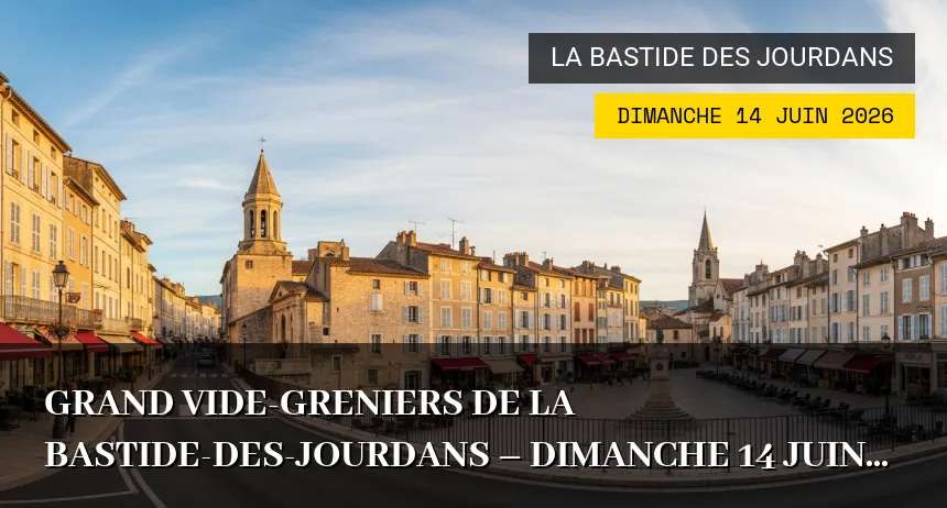 Affiche de l'événement : Grand vide-greniers de La Bastide-des-Jourdans – Dimanche 14 Juin 2026