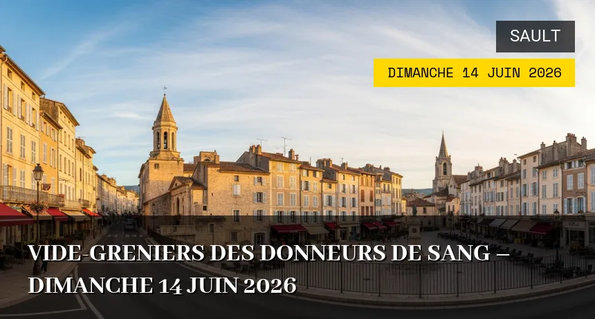 Affiche de l'événement : Vide-greniers des Donneurs de Sang – Dimanche 14 Juin 2026