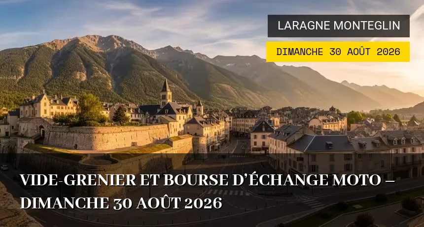 Affiche de l'événement : Vide-grenier et Bourse d&rsquo;Échange Moto – Dimanche 30 Août 2026