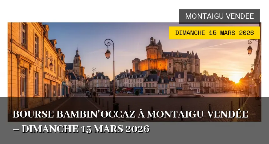 Affiche de l'événement : Bourse Bambin&rsquo;Occaz à Montaigu-Vendée – Dimanche 15 Mars 2026