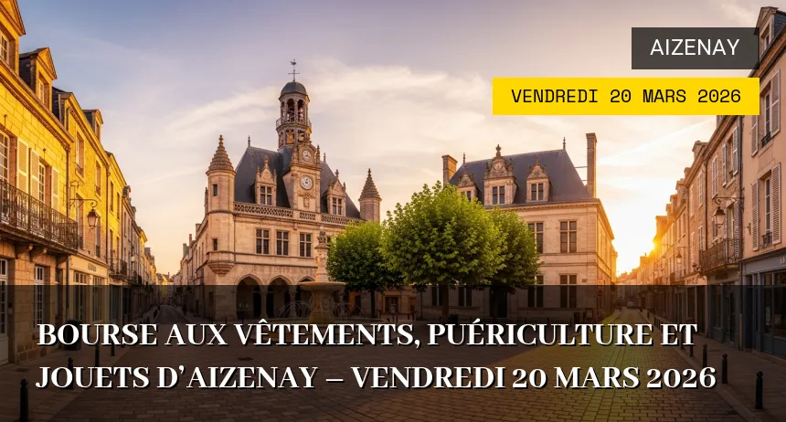Affiche de l'événement : Bourse aux vêtements, puériculture et jouets d&rsquo;Aizenay – Vendredi 20 Mars 2026