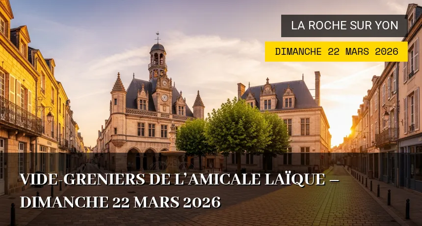 Affiche de l'événement : Vide-greniers de l&rsquo;Amicale Laïque – Dimanche 22 Mars 2026