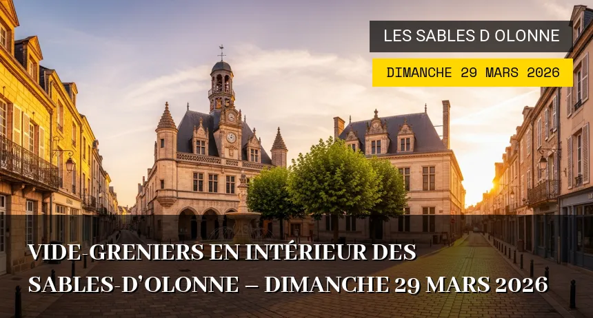 Affiche de l'événement : Vide-greniers en intérieur des Sables-d&rsquo;Olonne – Dimanche 29 Mars 2026