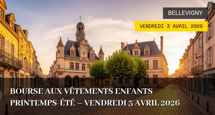 Affiche de l'événement : Bourse aux Vêtements Enfants Printemps-Été – Vendredi 3 Avril 2026