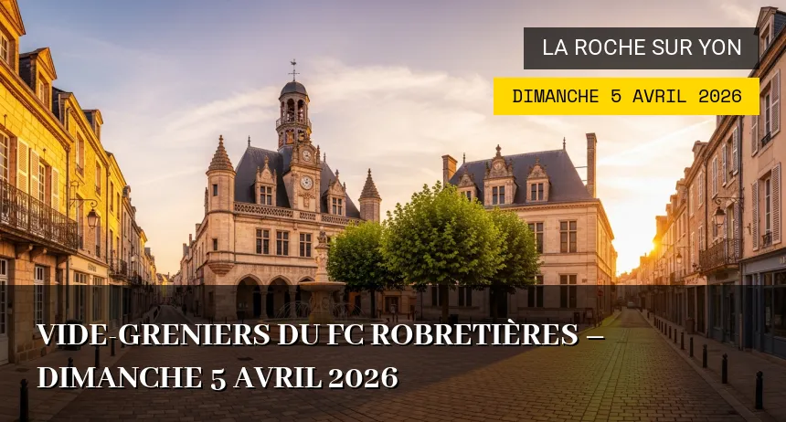 Affiche de l'événement : Vide-greniers du FC Robretières – Dimanche 5 Avril 2026