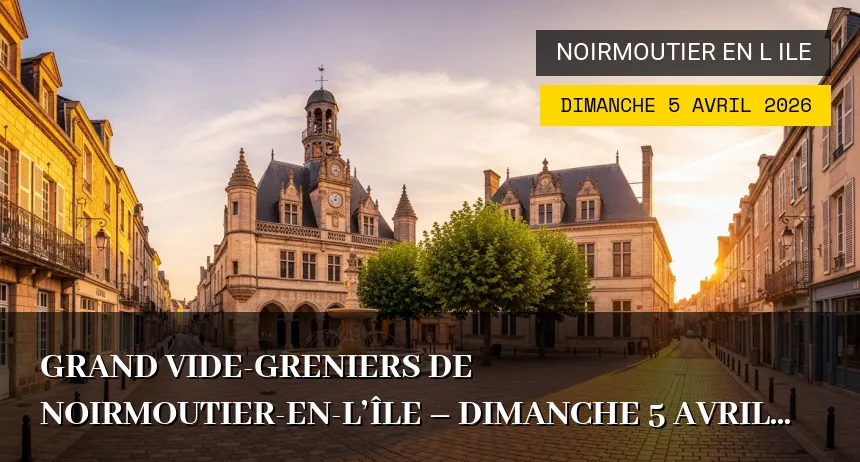 Affiche de l'événement : Grand Vide-Greniers de Noirmoutier-en-l&rsquo;Île – Dimanche 5 Avril 2026