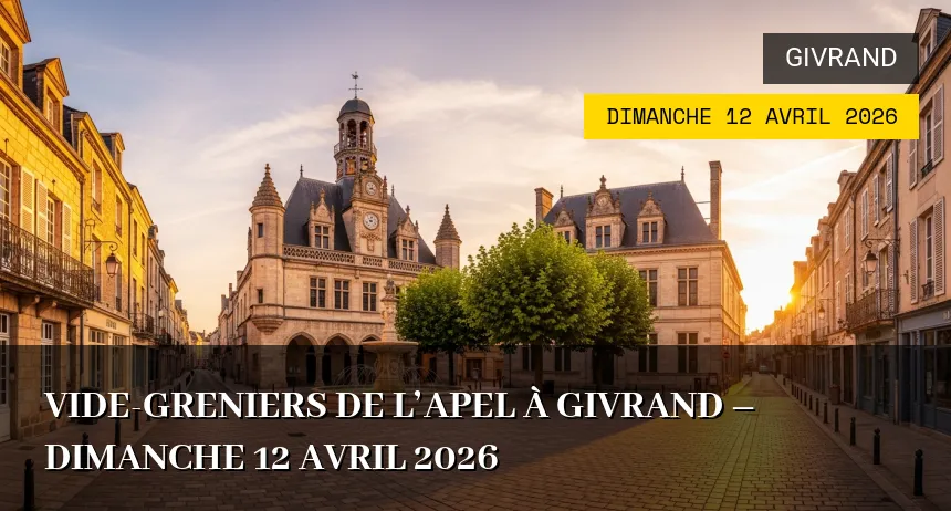Affiche de l'événement : Vide-greniers de l&rsquo;APEL à Givrand – Dimanche 12 Avril 2026