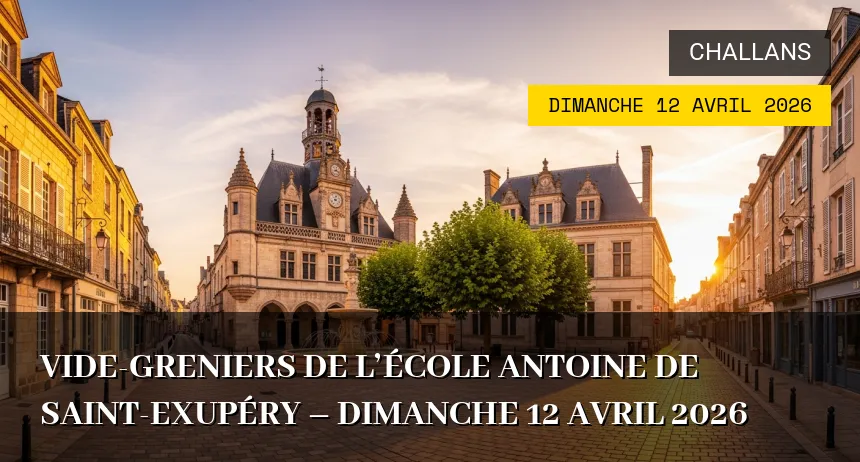 Affiche de l'événement : Vide-greniers de l&rsquo;école Antoine de Saint-Exupéry – Dimanche 12 Avril 2026