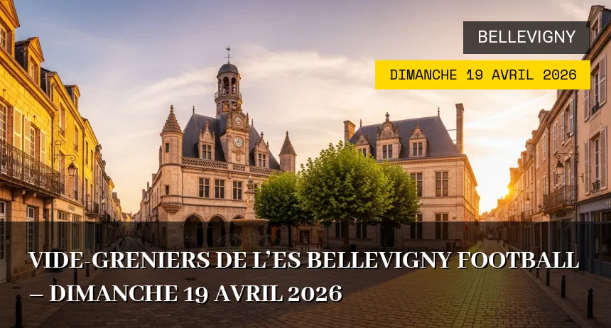 Affiche de l'événement : Vide-greniers de l&rsquo;ES Bellevigny Football – Dimanche 19 Avril 2026