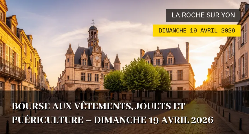Affiche de l'événement : Bourse aux Vêtements, Jouets et Puériculture – Dimanche 19 Avril 2026