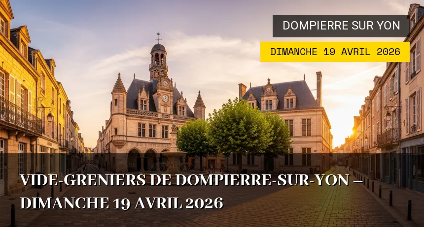 Affiche de l'événement : Vide-greniers de Dompierre-sur-Yon – Dimanche 19 Avril 2026