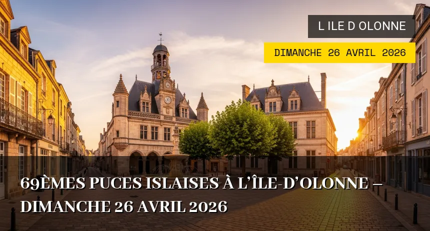 Affiche de l'événement : 69èmes Puces Islaises à L&rsquo;Île-d&rsquo;Olonne – Dimanche 26 Avril 2026