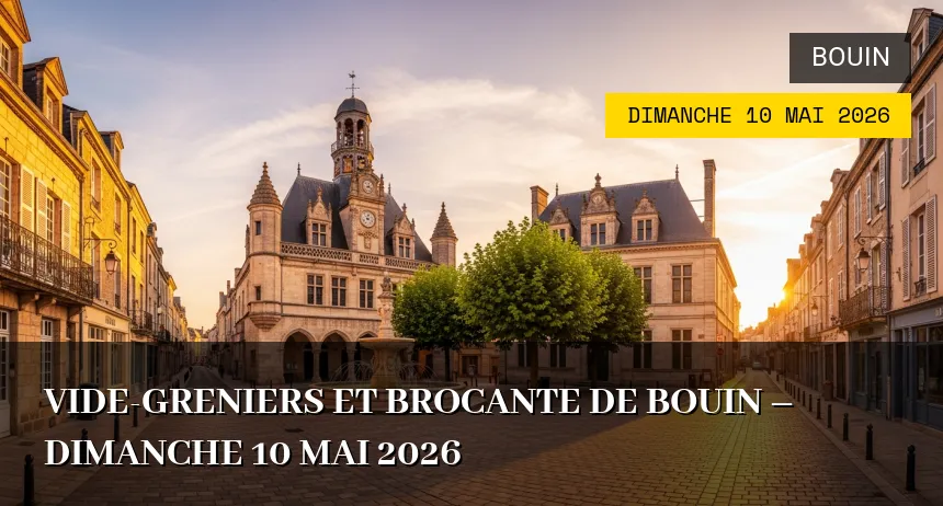Affiche de l'événement : Vide-greniers et Brocante de Bouin – Dimanche 10 Mai 2026
