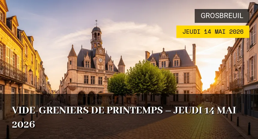 Affiche de l'événement : Vide-greniers de Printemps – Jeudi 14 Mai 2026