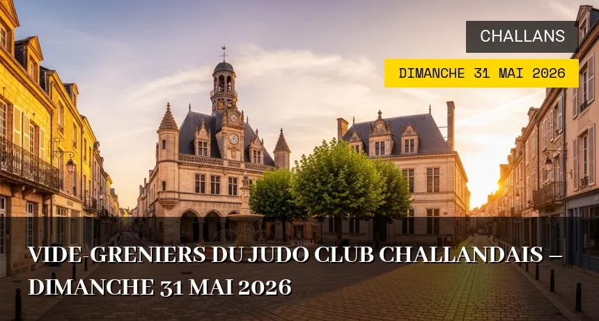 Affiche de l'événement : Vide-greniers du Judo Club Challandais – Dimanche 31 Mai 2026