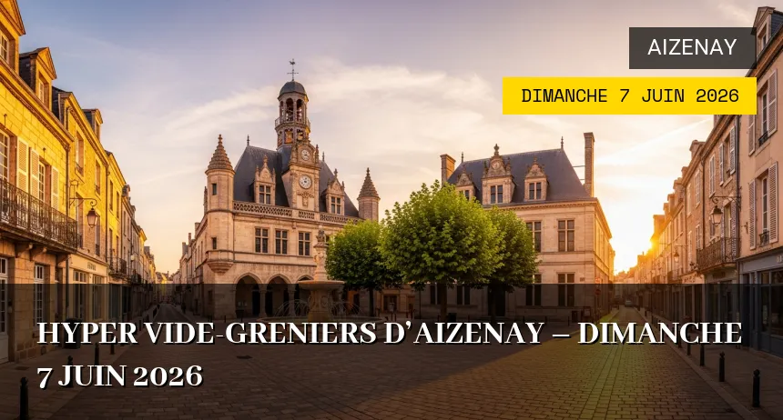 Affiche de l'événement : Hyper Vide-greniers d&rsquo;Aizenay – Dimanche 7 Juin 2026