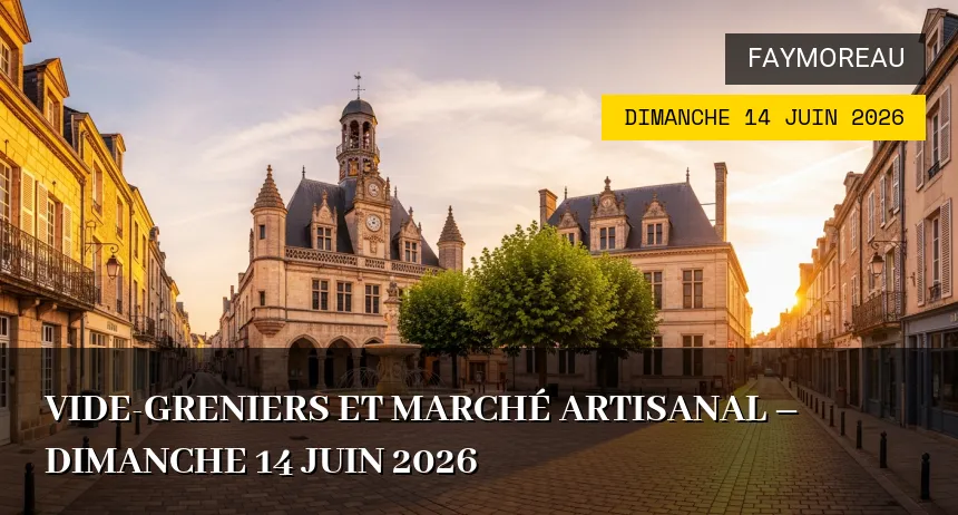 Affiche de l'événement : Vide-greniers et Marché Artisanal – Dimanche 14 Juin 2026