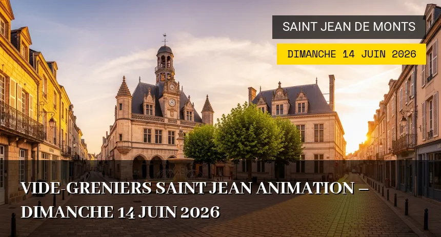 Affiche de l'événement : Vide-greniers Saint Jean Animation – Dimanche 14 Juin 2026