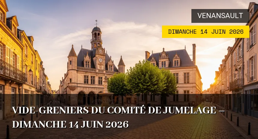 Affiche de l'événement : Vide-greniers du Comité de Jumelage – Dimanche 14 Juin 2026