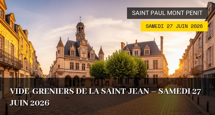 Affiche de l'événement : Vide-greniers de la Saint-Jean – Samedi 27 Juin 2026