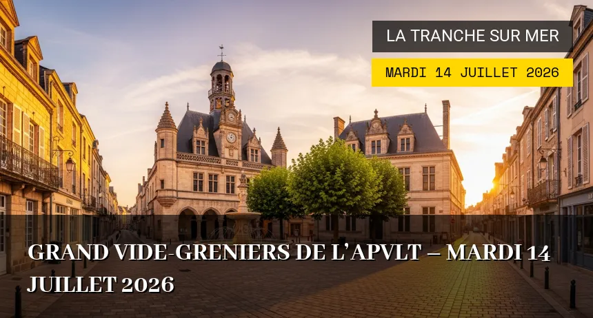 Affiche de l'événement : Grand Vide-greniers de l&rsquo;APVLT – Mardi 14 Juillet 2026