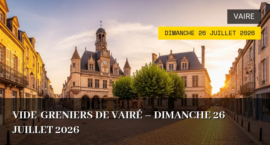 Affiche de l'événement : Vide-greniers de Vairé – Dimanche 26 Juillet 2026