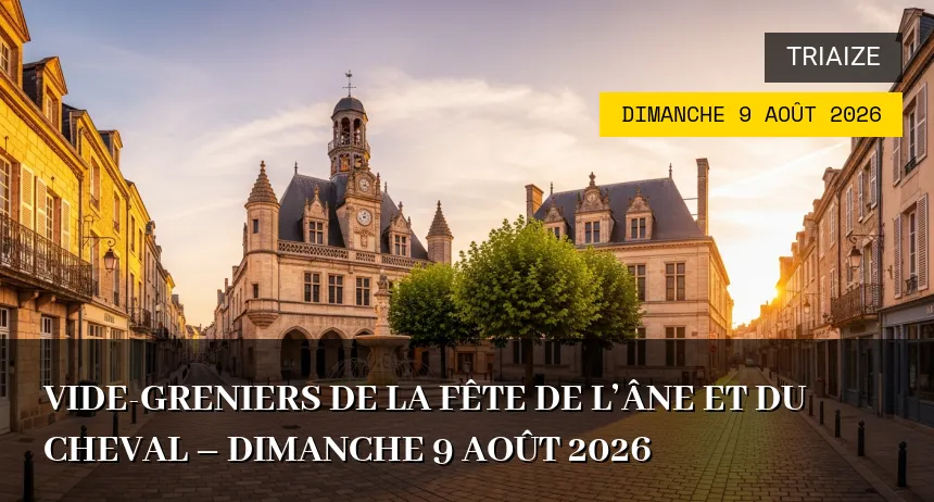 Affiche de l'événement : Vide-greniers de la Fête de l&rsquo;âne et du cheval – Dimanche 9 Août 2026