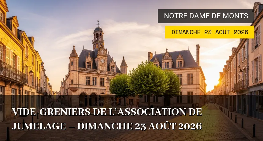 Affiche de l'événement : Vide-greniers de l&rsquo;Association de Jumelage – Dimanche 23 Août 2026